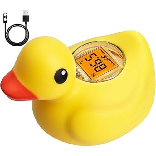 Rechargeable Baby Bath Thermometer Duck Digital Floating Shower Thermometer Fast Temperature Reading Safety Newborn Bath Time Toy by AXHHTVCGY