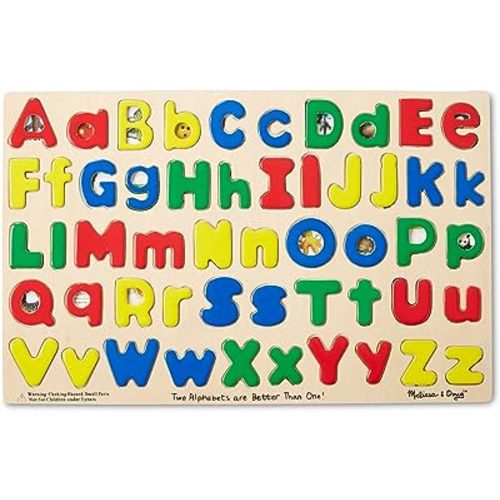 Melissa & Doug Upper & Lower Case Alphabet Letters Wooden Puzzle - 52 Pieces