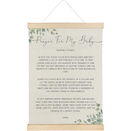 ATBWGT Prayer for My Baby Christian Wall Art Decor, Baby Room Decor, Inspirational Bible Verses Poster Hanger Frame for Little Boys Girls Bedroom Room Nursery, 12x16 Inch