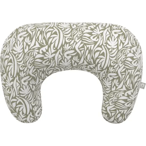 Boppy Nursing Pillow with Organic Cover, Green Cut Out Leaves, Larger, More Supportive Pillow for Breastfeeding and Bottle Feeding; Firmer and Higher Than Original Nursing Pillow; JPMA Certified