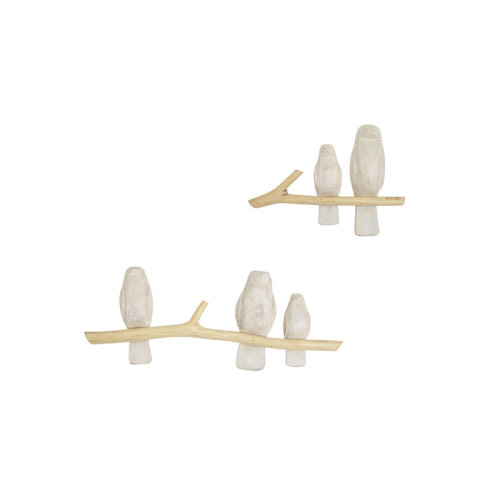 Birch Lane™ Gardenia Handmade Wooden Bird Wall Decor, Solid Wood, White and Beige & Reviews | Birch Lane