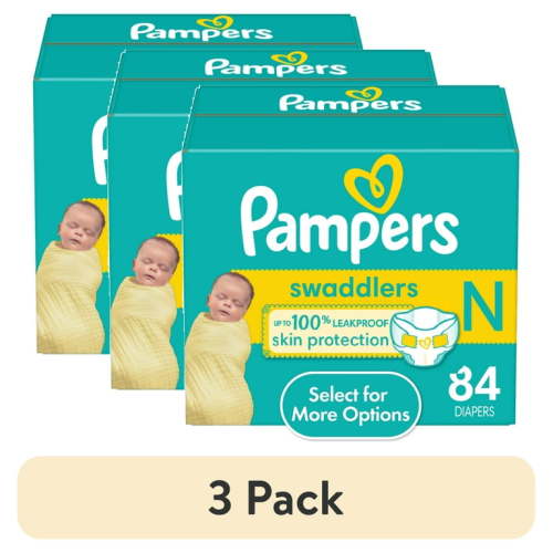 (3 pack) Pampers Swaddlers Baby Diapers Size Newborn, 84 Count (Select for More Options)