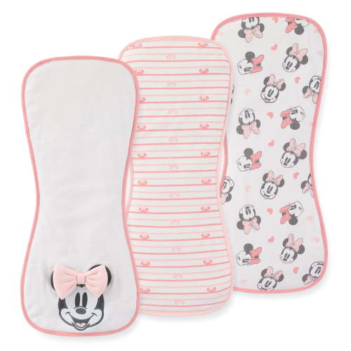 Disney Baby Minnie Mouse Burp Cloths Soft Absorbent 20" x 10" Leakproof Burping Rags, 3 Pack, One Size, Newborn and Infant