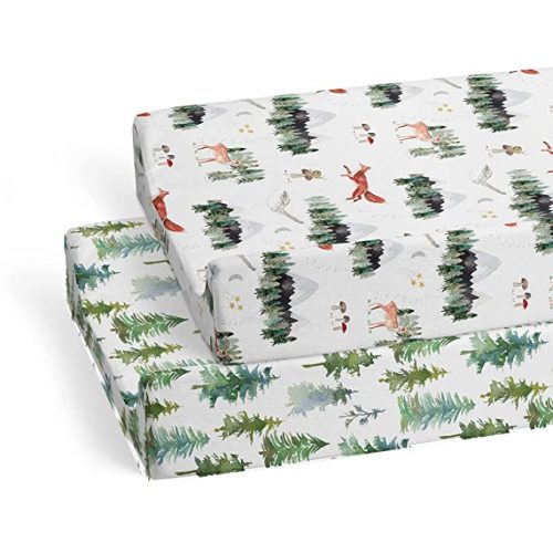 2-Pack Changing Pad Cover (Woodland Forest Animals) - Premium Fitted Sheets - Buttery Soft Cotton Blend