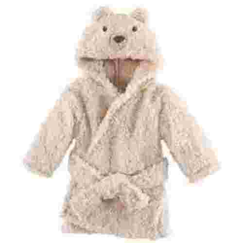 Hudson Baby Infant Plush Animal Face Bathrobe, Cozy Bear, 0-9 Months