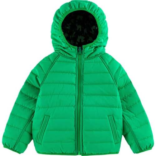 Ryan Reversible Puffer Hood Zipper Down Jacket, Dinosaur Camo - Calonie | Maisonette