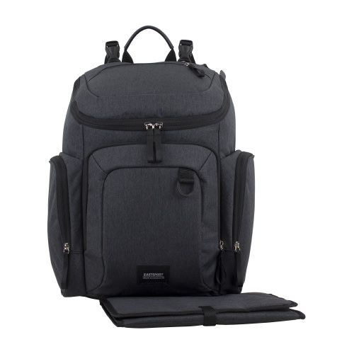 Eastsport Wooster St. Backpack Diaper Bag with Adjustable Shoulder Straps, Bonus Changing Pad, Stroller Straps and Insulated Zipper Pockets, Dark Grey