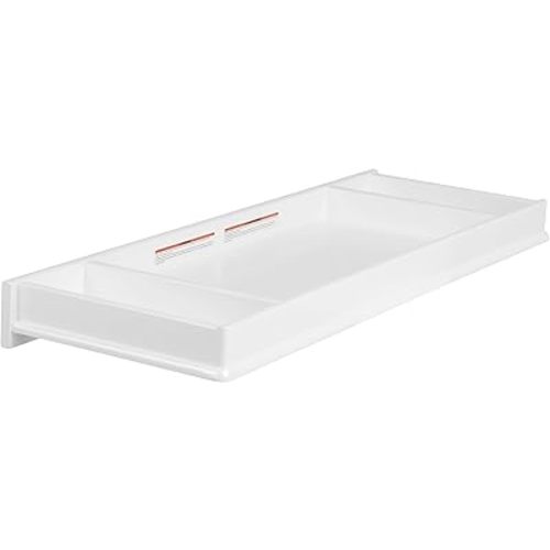 Evolur Nova Changing Tray with 3 Storage Compartments, Converts Double Dresser into Changing Station, Includes Safety Kit, Fits Standard Changing Pad, ASTM Certified, 30 lb Capacity — White