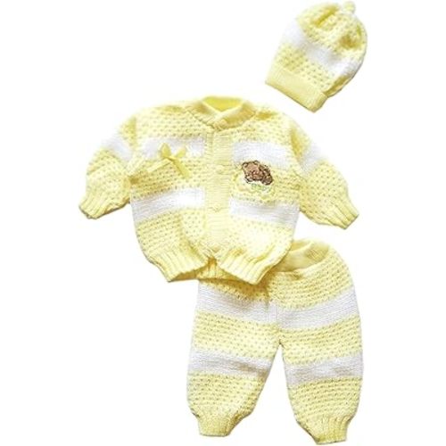 Abelito Newborn Baby Boy's Girl's Unisex Warm Winter 3 Pieces Crochet Set
