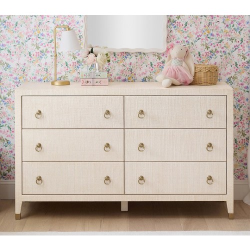AERIN Raffia 6-Drawer Dresser (56w x 19d") | Pottery Barn Kids