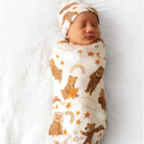 Beary Sleepy Swaddle & Hat Set – Matching PJs & Daywear for Babies, Kids & Adults | Bamboo Pajamas
