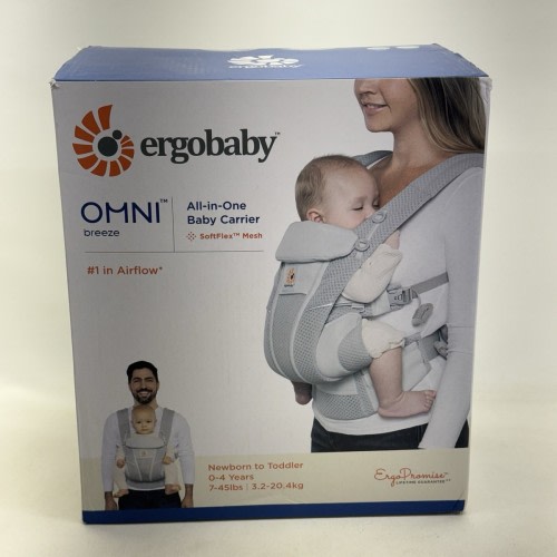 Ergobaby Omni Breeze Baby Carrier Mesh 4 Positions 7-45lbs Pearl Grey newborn
