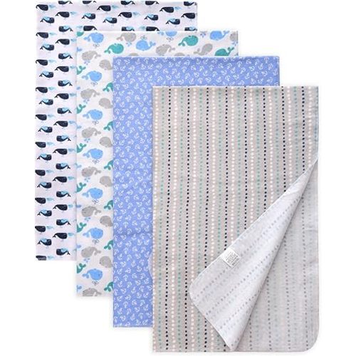 Gina Era Cotton Flannel Receiving Blankets Baby 4 Pcs, Baby Swaddle Blankets, Baby Flannel Blanket 30 X 40 Inch for Boy Girl (STYLE-16)