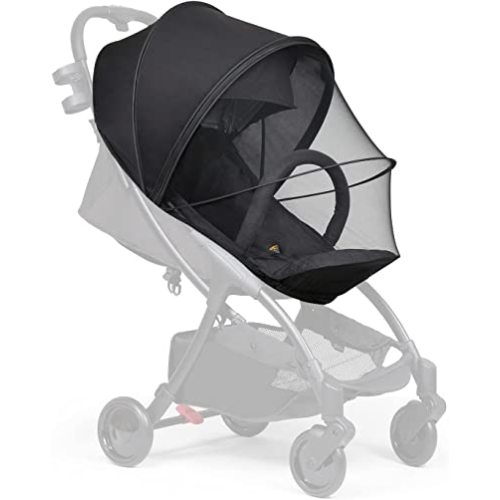 Beberoad Love Universal Stroller Sunshade & Mosquito Net 2-in-1 Stroller Cover UV Protection with 2-Way Zipper (Black)