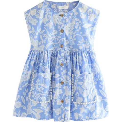 Kids' Floral Cap Sleeve Button Down Cotton Dress, 12-18M