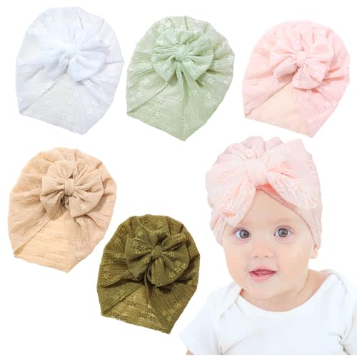 Huixiang Newborn Baby Hospital Hat Soft Cotton Toddler Kids Girl Head Wrap with Big Bow Cap