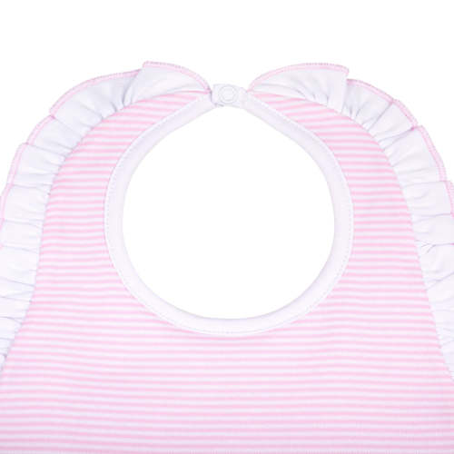Mini Stripes Ruffle Bib - Pink