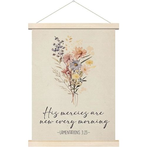 Wildflowers in Bloom Wall Art Hanger, Inspirational Bible Verse Poster, Christian Religious Wall Art Gifts, Flower Wall Artwork Decor, for Living Rooms Bedrooms Kitchens Bathrooms Offices 12x16 Inch