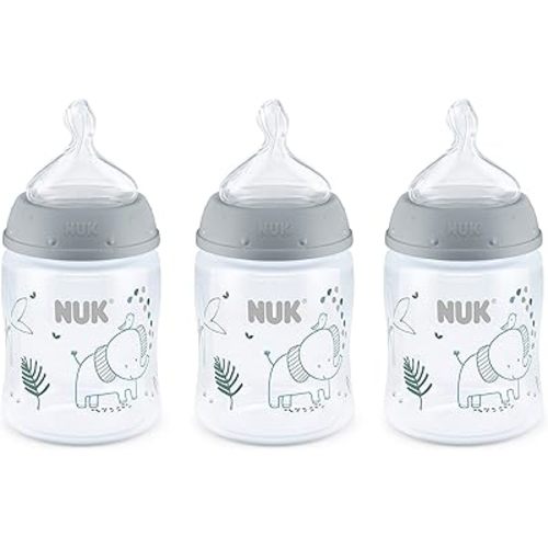 NUK Smooth Flow Anti Colic Baby Bottle, Elephant, 5 Ounce (3 Pack)
