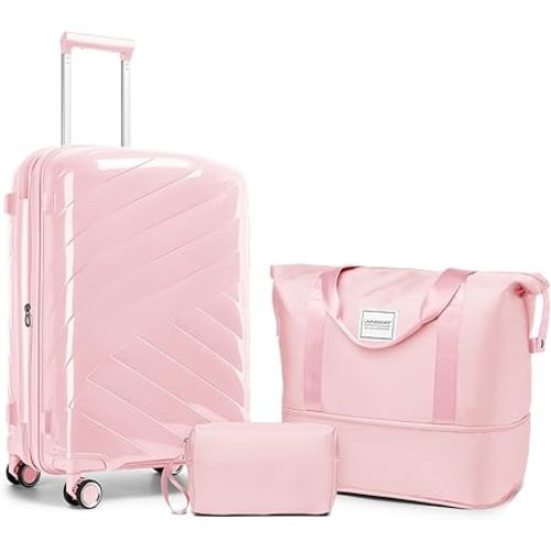 Carry On Luggage 22x14x9 Airline Approved, 20 Inch Expandable Hardshell Luggage Carry-on Suitcases with Spinner Wheels, Carry On Suitcase Set for Women (PINK)