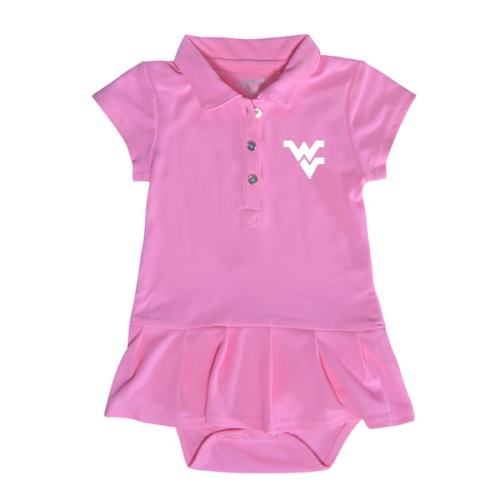 Girls Infant Garb WHITE West Virginia Mountaineers Caroline Cap Sleeve Polo Dress