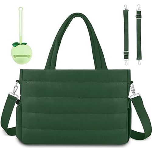 Diaper Bag Tote in Green, Crossbody Hospital Bag Travel Large Mommy Bag, with Silicone Pacifier Case