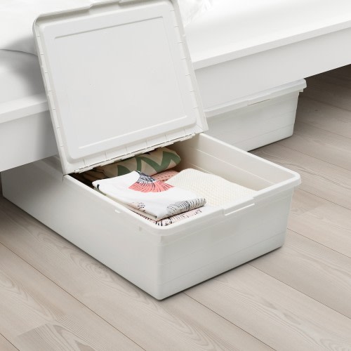 SOCKERBIT Storage box with lid - white 19 ¾x30 ¼x7 ½ "