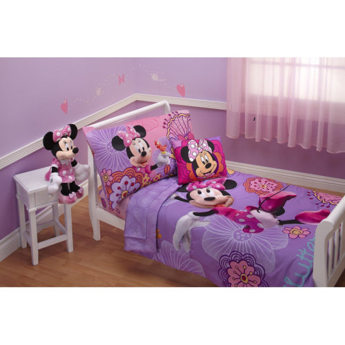 Disney NoJo Minnie's Fluttery Friends 4 Piece Toddler Bedding Set & Reviews | Wayfair