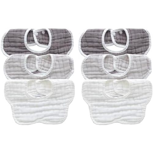 MUKIN Baby Drooling Towel, Snap Bibs, Muslin Bibs, 6 Pack, Adjustable, Soft Cotton