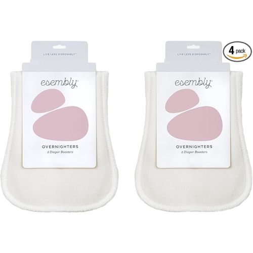 Esembly Overnighters – Organic Cotton Cloth Diaper Booster Inserts with Stay-Dry Fleece – Reusable Nighttime Absorbency Doublers for Heavy Wetters – One Size, Pack of 4
