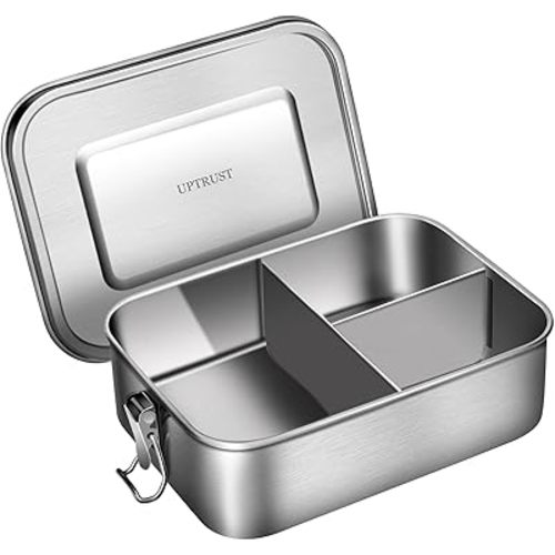 UPTRUST Leak Proof Stainless Steel Bento Container for Lunch,Bento Lunch Box for Kids or Adults, 3 Compartment Packing Box for Meal Fruit Snack (40OZ/1200ML)