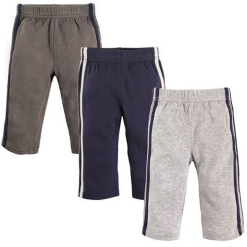 Hudson Baby Infant and Toddler Boy Cotton Pants 3pk, Navy Gray, 0-3 Months