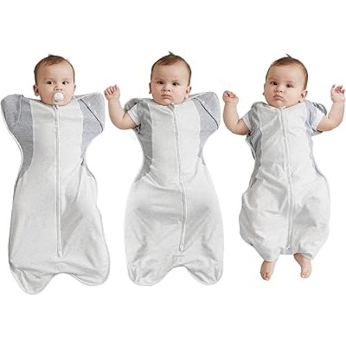 Transition Swaddle, Baby Swaddle 3-6 Months 12-18 lb, Arms In/Out Swaddle Sleep Sack with 2-Way Zipper Moisture-Wicking Fabric, Improves Sleep Snug Fit Helps Calm Startle Reflex
