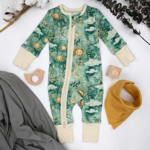 Organic Cotton Baby Pajamas 2-Way Zip Front Zipper Sleeper, Indy