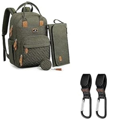 Amazon.com: Dikaslon Diaper Bag Backpack, Stroller Hooks, Large Unisex Baby Bags with Changing Pad, Pacifier Case and Universal Stroller Clips for Mom Dad : Baby