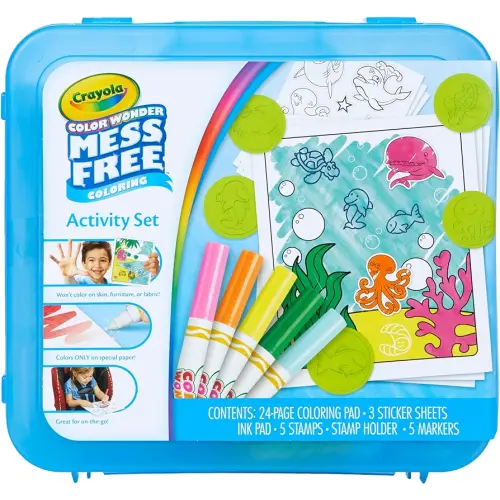 Crayola Color Wonder Mess Free Coloring Activity Set (30+ Pcs), With Markers, Stamps, and Stickers, Gift for Toddlers, 3+
