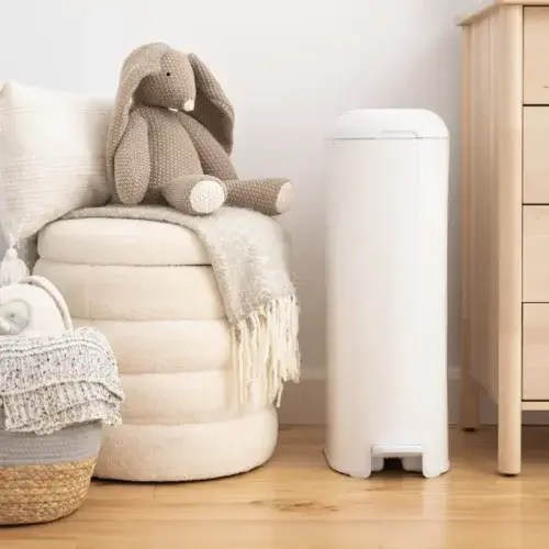 Platinum Stainless Steel Diaper Pail Gift Set - White