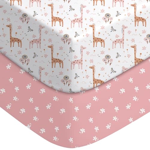 FILLEEP Baby Crib Sheets for Boys Girls Neutral, 2 Pack Crib Mattress Sheet for Standard Crib and Toddler Mattress, Super Soft Breathable Fitted Crib Sheet, 52" x 28"