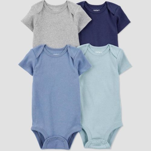 Carter's Just One You®️ Baby Boys' 4pk Short Sleeve Textured Solid Bodysuit - Newborn