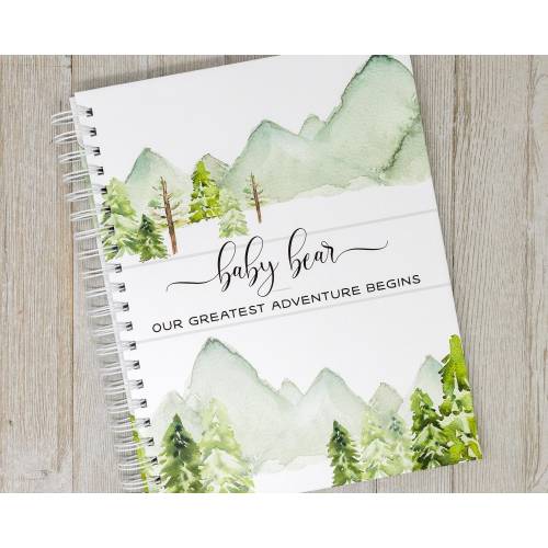 First Year Baby Book - Hardcover Mountains & Forest Baby Journal - Personalized Baby Memory Book - Baby Boy or Girl - In The Woods