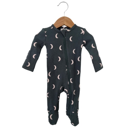 Organic Waffle Basic Zip Footie, Moon