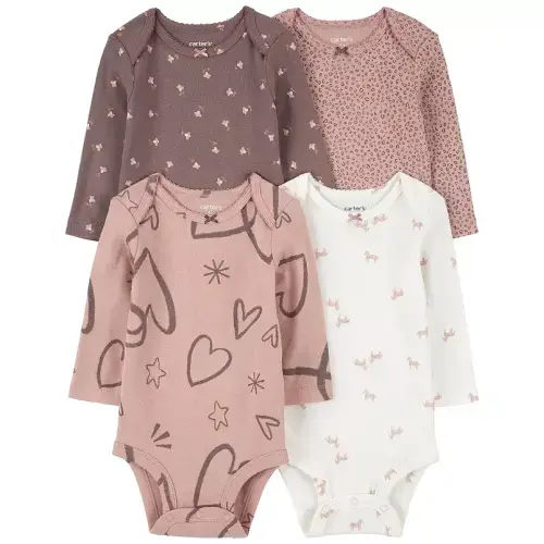 Baby Girl Carter's 4-Pack Long-Sleeve Bodysuits