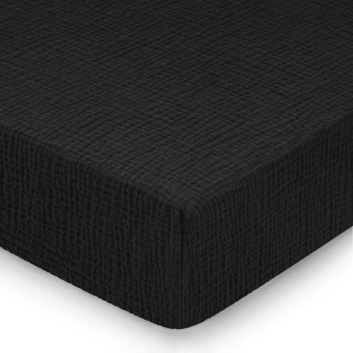 Pro Goleem Muslin Crib Sheets for Boys and Girls, Soft Breathable Neutral Fitted Cotton Baby Bed Sheets for Standard Crib Mattress & Toddler Mattress (52"x28"), 1 Pack (Black)