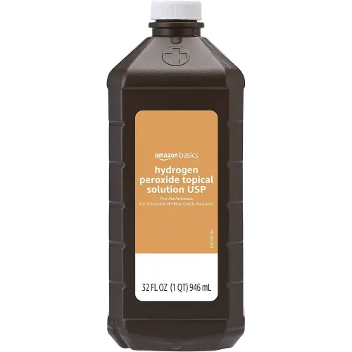 Amazon Basics Hydrogen Peroxide Topical Solution USP, First Aid Antiseptic for Cuts, Scrapes and Wound Disinfection, Pack of 1, 32 fl oz