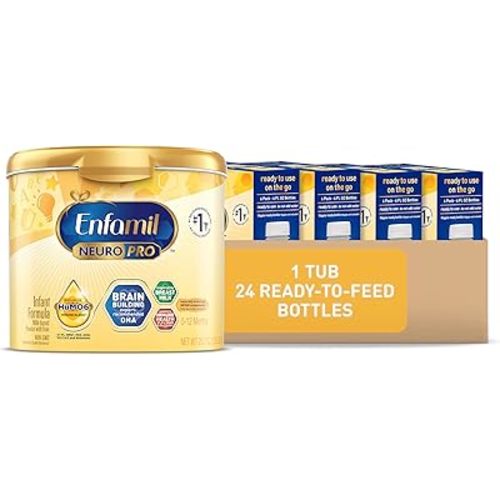 Enfamil NeuroPro Baby Formula, Infant Formula Nutrition, Triple Prebiotic Immune Blend, 2'FL HMO, & Non-GMO, Powder Tub, 20.7 Oz + Ready-to-Feed Infant Formula, Liquid, 2 Fl Oz, 6 Count (Pack of 4)