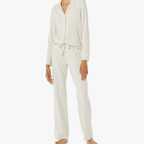 Amazon Essentials Women's Cotton Modal Long-Sleeve Shirt and Full-Length Bottom Pajama Set