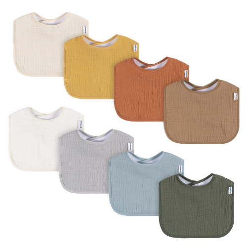 Gerber Baby Neutral Muslin Drooling Bibs, 8-Pack, One Size