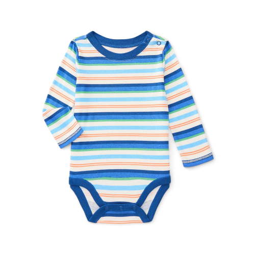 Wonder Nation Baby Boys Cotton Striped Bodysuit with Long Sleeves, 3-6 Months