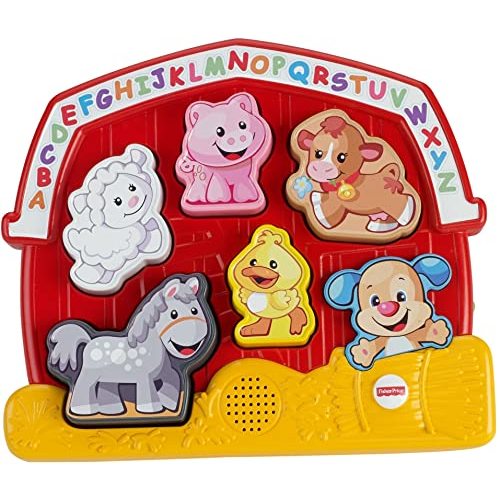 Fisher-Price Toddler Shape Sorting Toy Laugh & Learn Farm Animal Puzzle with Music & Sounds for Kids Ages 1+ Years