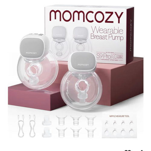 Momcozy S9 Pro Upgraded Wearable Breast Pump, Hands-Free Design with Extended Battery Life & LED Display, Double Electric Portable Pump with 2 Modes & 9 Levels, 24mm, 2-Pack, Gray